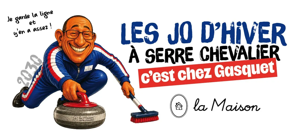 Motif mug La Maison Gasquet — caricature curling : « Je garde la ligne et y'en a assez ! »